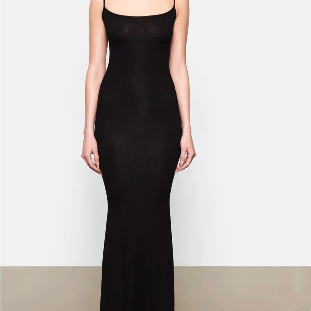 SKIMS ribbed long slip dress lounge NWT